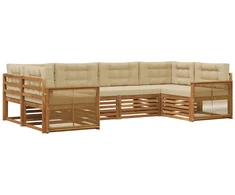 Lauko sofos komplektas su pagalve 6 pcs Natūralus ir bežinis
