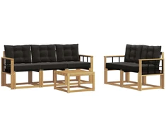 Lauko sofos komplektas su pagalve 6 pcs Balta ir juoda