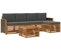 Lauko sofos komplektas su pagalve 6 pcs Natūralus ir antracitas