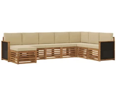 Lauko sofos komplektas su pagalve 6 pcs Natūrali