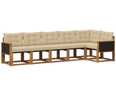 Lauko sofos komplektas su pagalve 6 pcs Natūralus ir bežinis