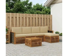 Lauko sofos komplektas su pagalve 6 pcs Natūralus ir bežinis