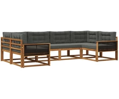 Lauko sofos komplektas su pagalve 6 pcs Natūralus ir antracitas