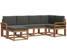 Lauko sofos komplektas su pagalve 6 pcs Natūralus ir antracitas