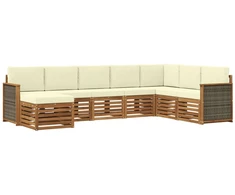 Lauko sofos komplektas su pagalve 6 pcs Natūralus ir grietinėlė