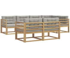 Lauko sofos komplektas su pagalve 6 pcs Balta ir šviesiai pilka
