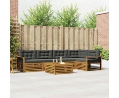 Lauko sofos komplektas su pagalve 6 pcs Natūralus ir antracitas