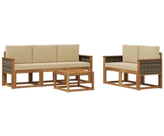 Lauko sofos komplektas su pagalve 6 pcs Natūrali