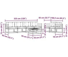 Lauko sofos komplektas 6 vnt. 6 vietos Balta ir antracito