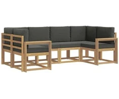 Lauko sofos komplektas su pagalve 6 pcs Balta ir antracito