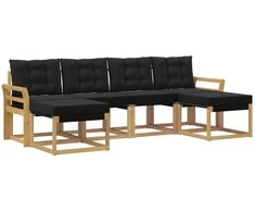 Lauko sofos komplektas su pagalve 6 pcs Balta ir juoda