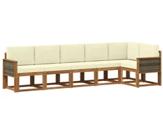 Lauko sofos komplektas su pagalve 6 pcs Natūralus ir grietinėlė