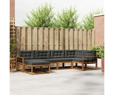 Lauko sofos komplektas su pagalve 6 pcs Natūralus ir antracitas