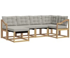 Lauko sofos komplektas su pagalve 6 pcs Balta ir šviesiai pilka