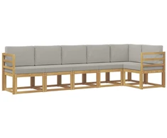 Lauko sofos komplektas su pagalve 6 pcs Balta ir šviesiai pilka