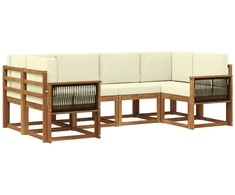 Lauko sofos komplektas su pagalve 6 pcs Natūralus ir grietinėlė