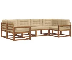 Lauko sofos komplektas su pagalve 6 pcs Natūralus ir bežinis