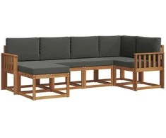 Lauko sofos komplektas su pagalve 6 pcs Natūralus ir antracitas