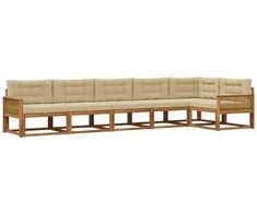 Lauko sofos komplektas su pagalve 6 pcs Natūralus ir bežinis