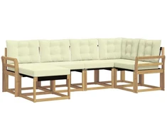 Lauko sofos komplektas su pagalve 6 pcs Balta ir kreminė