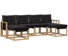 Lauko sofos komplektas su pagalve 6 pcs Balta ir juoda