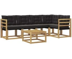 Lauko sofos komplektas su pagalve 6 pcs Balta ir juoda