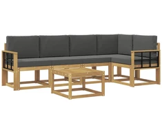 Lauko sofos komplektas su pagalve 6 pcs Balta ir antracito