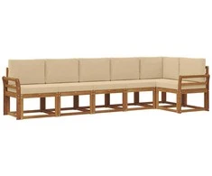 Lauko sofos komplektas su pagalve 6 pcs Natūralus ir bežinis