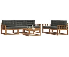Lauko sofos komplektas su pagalve 6 pcs Natūralus ir antracitas