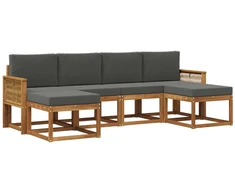 Lauko sofos komplektas su pagalve 6 pcs Natūralus ir antracitas