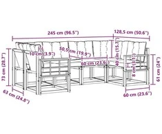 Lauko sofos komplektas 6 vnt. Balta ir juoda