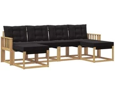 Lauko sofos komplektas su pagalve 6 pcs Balta ir juoda
