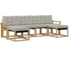 Lauko sofos komplektas su pagalve 6 pcs Balta ir šviesiai pilka