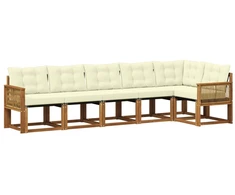 Lauko sofos komplektas su pagalve 6 pcs Natūralus ir grietinėlė