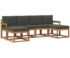 Lauko sofos komplektas su pagalve 6 pcs Natūralus ir antracitas