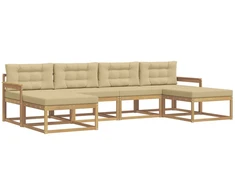 Lauko sofos komplektas su pagalve 6 pcs Balta ir kreminė