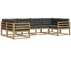 Lauko sofos komplektas su pagalve 6 pcs Balta ir antracito