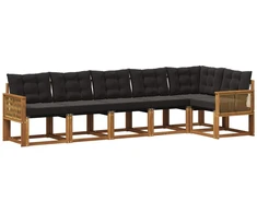 Lauko sofos komplektas su pagalve 6 pcs Natūrali ir juoda