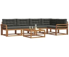 Lauko sofos komplektas su pagalve 6 pcs Natūralus ir antracitas
