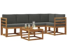 Lauko sofos komplektas su pagalve 6 pcs Natūralus ir antracitas