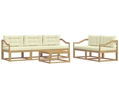 Lauko sofos komplektas su pagalve 6 pcs Balta ir kreminė