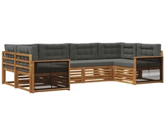 Lauko sofos komplektas su pagalve 6 pcs Natūralus ir antracitas