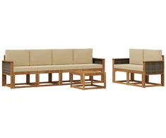 Lauko sofos komplektas su pagalve 6 pcs Natūrali
