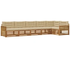 Lauko sofos komplektas su pagalve 6 pcs Natūralus ir bežinis