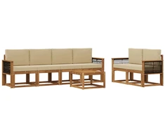 Lauko sofos komplektas su pagalve 6 pcs Natūrali