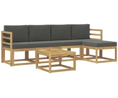 Lauko sofos komplektas su pagalve 6 pcs Balta ir antracito