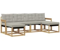 Lauko sofos komplektas su pagalve 6 pcs Balta ir šviesiai pilka