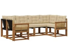 Lauko sofos komplektas 6 pcs Natūralus ir bežinis