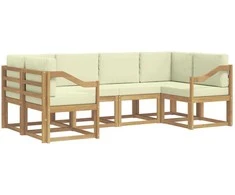 Lauko sofos komplektas su pagalve 6 pcs Balta ir kreminė