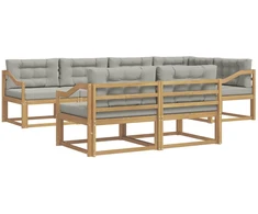 Lauko sofos komplektas su pagalve 6 pcs Balta ir šviesiai pilka
